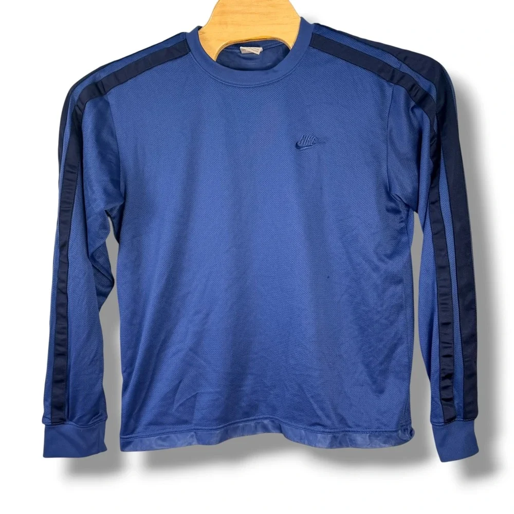 Vintage Nike Training Track Top Mens Large Blue Striped Long Sleeve Y2K Vented